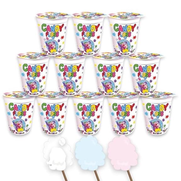 MATEO Candy Floss in a Cup- Fruity Cotton Candy in Sealed Cups for Easy Snacking- Colorful Candies Is Ideal for Parties, Gifting, Or Everyday Treats- 12 Count