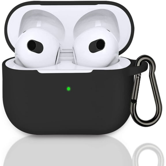 MATEPROX AirPods 3 Case, Silicone Earbuds Case Cover with Keychain for Airpods 2021 3rd Generation-Black