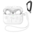 thumbnail image 1 of MATEPROX Flower Design Compatible with AirPods Pro 3 Case with Keychain/Hand Strap, Pro 3rd Generation[2025] Silicone Protective Headphone Cover Support Wireless Charging-White, 1 of 8
