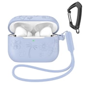 MATEPROX Compatible with AirPods Pro 3 Case, Flower Silicone Protective Cover with Keychain/Hand Strap-Light Blue