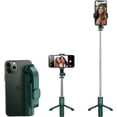 thumbnail image 1 of MATEPROX Selfie Stick Tripod with Remote, 3 in 1 Extendable Portable Foldable Cell Phone Holder Stand for iPhone Samsung LG - Pine Green, 1 of 8
