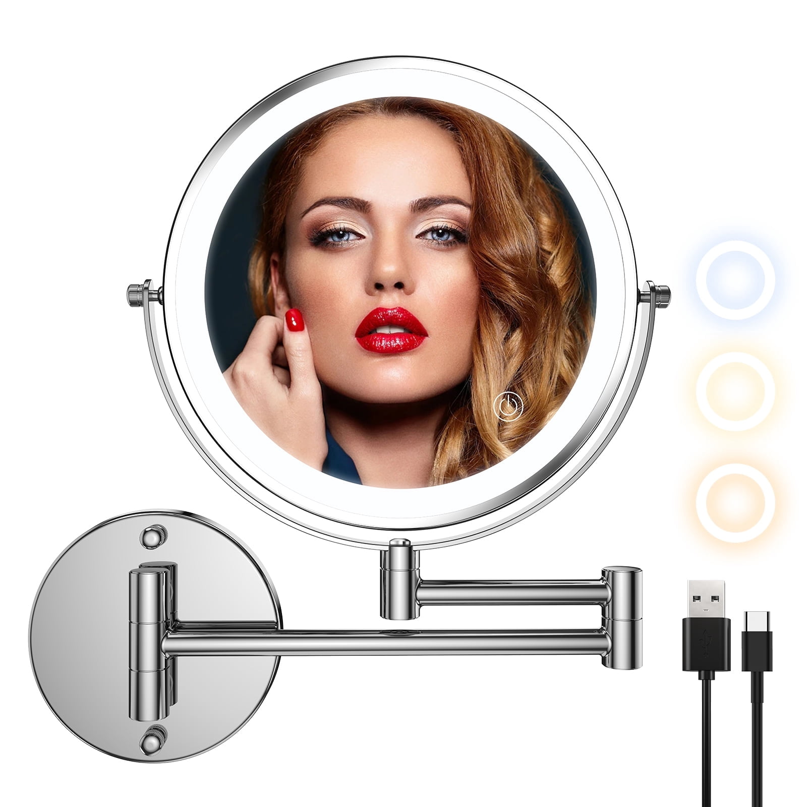 "MATEPROX Beauty Vanity 8"" Lighted Wall Mounted Makeup Mirror, Smart