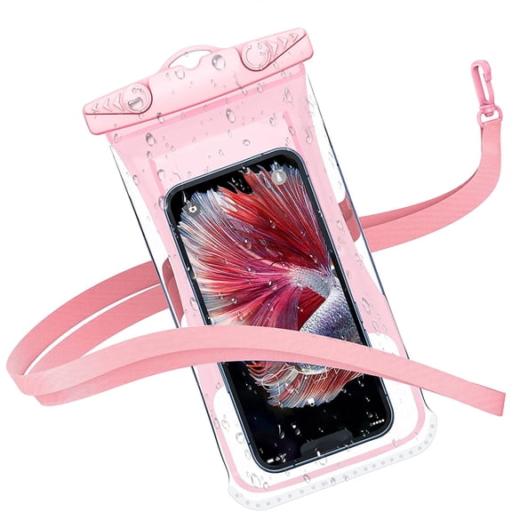 MATEPROX Waterproof Phone Case, Floating Water Proof Phone Pouch with Lanyard up to 6.9‘’ for Swimming Skiing Drifting-Pink