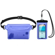 MATEPROX Waterproof Phone Pouch with Lanyard/Arm/Waist Strap, [2 Packs] Style Universal Water Proof Case Bags for iPhone 13/12/11 Pro Max/XR/SE/Galaxy S22-Blue