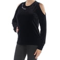 thumbnail image 1 of MATERIAL GIRL $42 Womens New 1038 Black Embroidered Cold Shoulder Top M B+B, 1 of 2