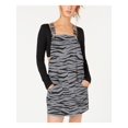 thumbnail image 1 of MATERIAL GIRL $60 Gray Animal Print Overalls Mini A-Line Dress M Juniors B+B, 1 of 4