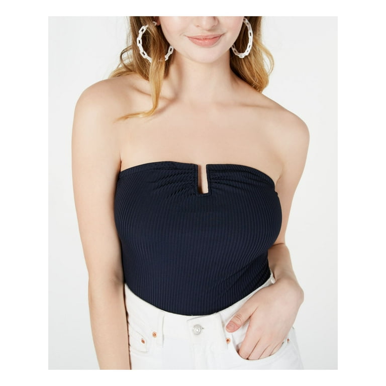 MATERIAL GIRL New 0234 Navy U-ring Strapless Body Suit Casual Top