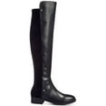 thumbnail image 1 of MATERIAL GIRL Womens Black Mixed-Media Metallic Accents Zipper Accent Webby Round Toe Block Heel Riding Boot 6.5 M, 1 of 4