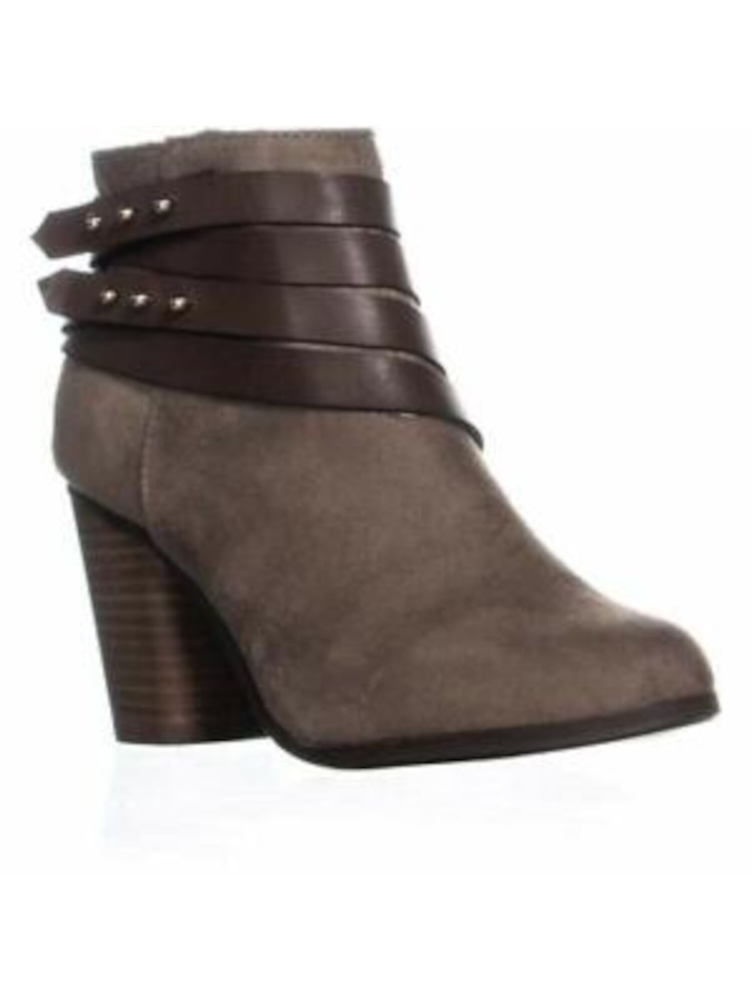 American Rag Women's Strappy Comfort Round Toe Block Heel Zip up Leather Booties Brown Size 9 M