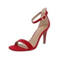 thumbnail image 1 of MATERIAL GIRL Womens Red Padded Ankle Strap Blaire Square Toe Stiletto Buckle Dress Sandals Shoes 9.5 M, 1 of 2