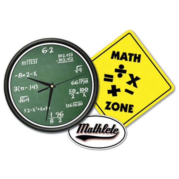 MATH CLASS Wall Clock & Sign Gift Set mathematics Math Decal included