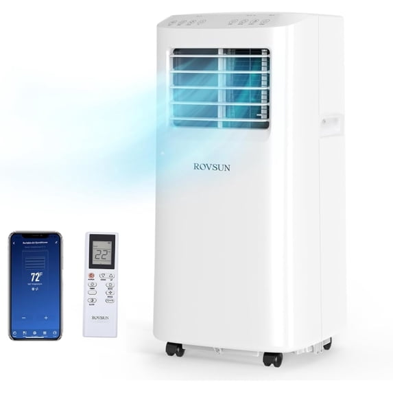 Matladin WiFi Enabled Smart 8000 BTU Portable Air Conditioner with Remote & APP Control, 3-in-1 Cooler, Dehumidifier & Fan, Powerful Room Mobile AC Unit with Rolling Wheels & Easy Installation Kit