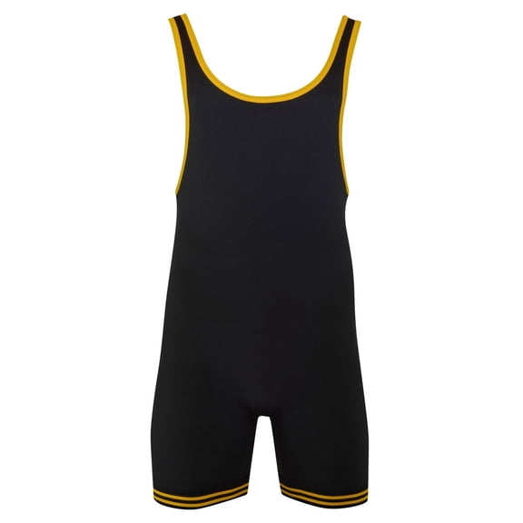 MATMAN #83 Adult Double Knit Nylon Singlet, Color: Black/Gold, Size: XL (83-BLK/GLD-XL)