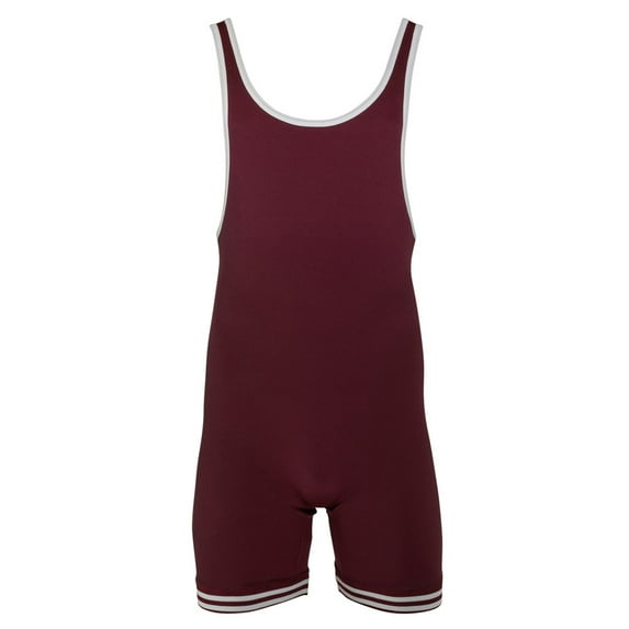 MATMAN #83 Adult Double Knit Nylon Singlet, Color: Maroon/White, Size: XS (83-MAR/WHT-XS)
