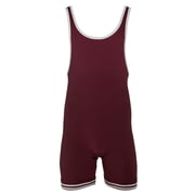 MATMAN #83 Adult Double Knit Nylon Singlet, Color Maroon/White, Size XS 83-MAR/WHT-XS