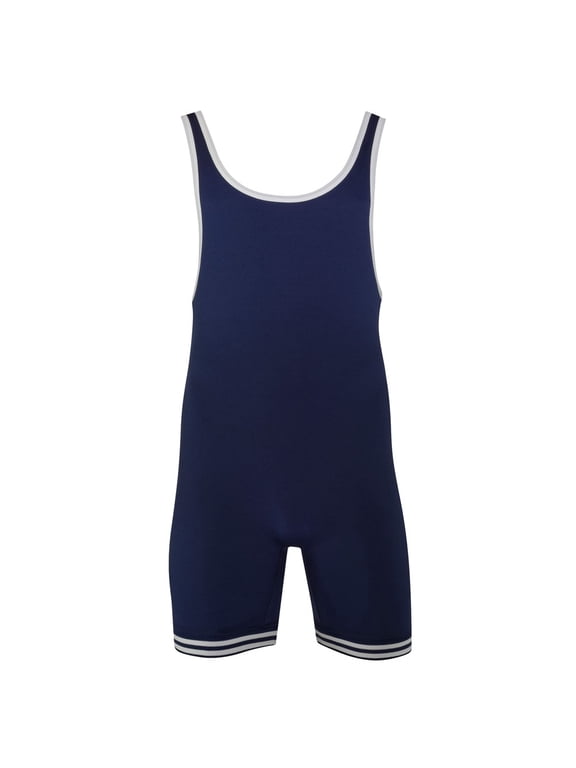 #83 Adult Double Knit Nylon Singlet, Color: Navy/White, Size: XL (83-NAV/WHT-XL)