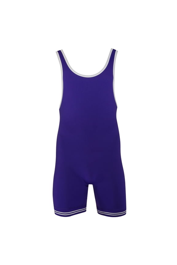 #83 Adult Double Knit Nylon Singlet, Color: Purple/White, Size: 2XL (83-PUR/WHT-2XL)