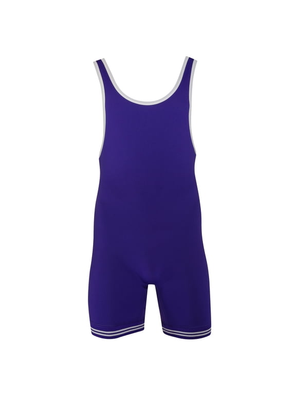 #83 Adult Double Knit Nylon Singlet, Color: Purple/White, Size: XS (83-PUR/WHT-XS)