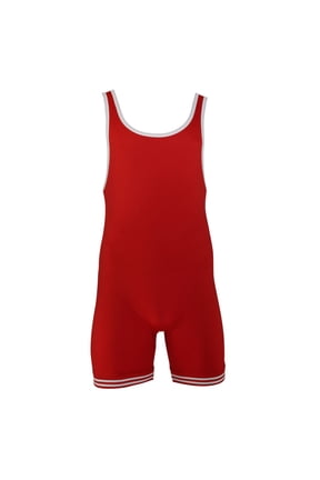 #83 Adult Double Knit Nylon Singlet, Color: Red/White, Size: 2XL (83-RED/WHT-2XL)