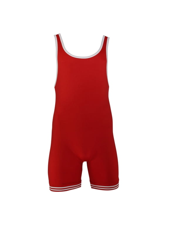 #83 Adult Double Knit Nylon Singlet, Color: Red/White, Size: XL (83-RED/WHT-XL)