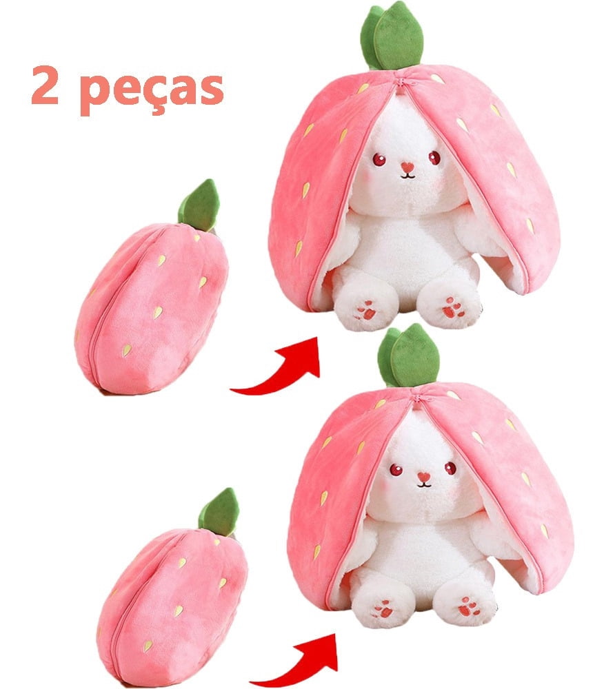 MATN 2pcs Cute Rabbit Plush Toy Set - Carrot & Strawberry Bunny Stuffed ...