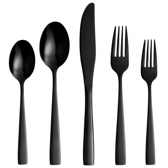 MATN Black Silverware Cutlery Set,20-Piece Stainless Steel Black Flatware Utensils Service for 4,Include Knife Fork Spoon,Dishwasher Safe