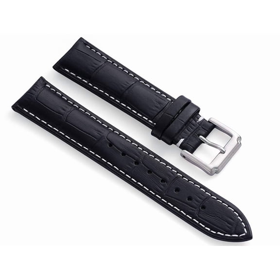 MATN Classical Leather Watch Bands - Croco Grain Calfskin Watch Straps for Men Women - Choose of Color & Width - 18mm, 19mm, 20mm, 21mm, 22mm - Black or Brown