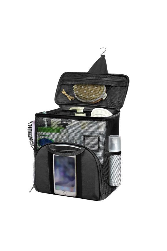 Generic Large Capacity Portable Shower Caddy, Shower Caddy Tote Bag Separate Compartment Hanging Toiletry Bag for College Student Camping Gym Travel Essentials (Black)