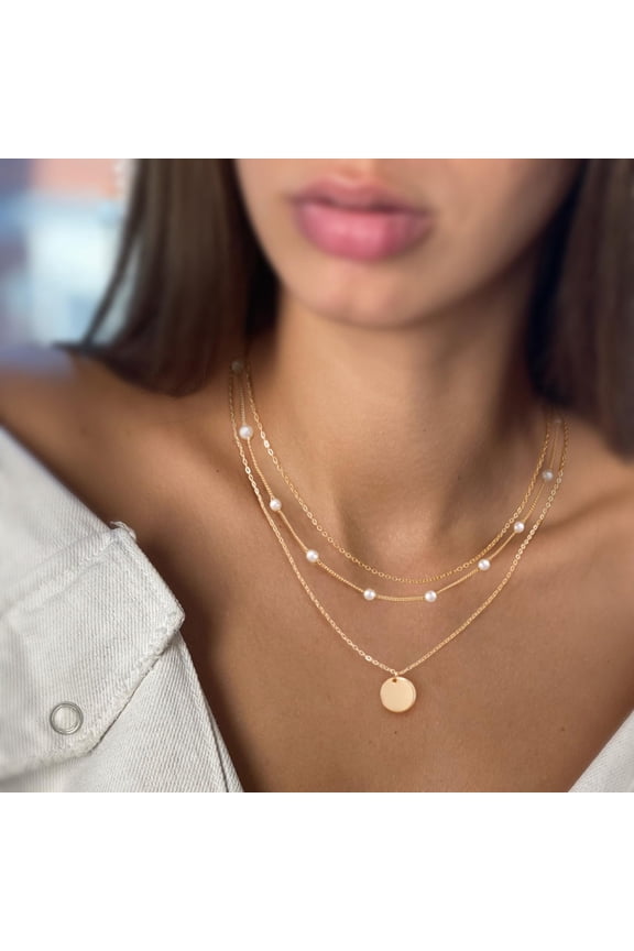 Gold Necklaces Stack For Women,14K Gold Plated Simple Layered Choker Necklaces For Women,Stackable Multilayer Gold Rope Cuban Herringbone Snake Paperclip Chain Layering Necklace Set Jewelry Gift