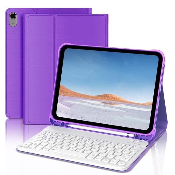 MATN IPad 10th Generation Case with Keyboard 10.9 inch 2022 - Bluetooth Keyboard, 7 Color Backlit, Detachable Wireless, Built-in Pencil Holder - Smart Folio Case in Black