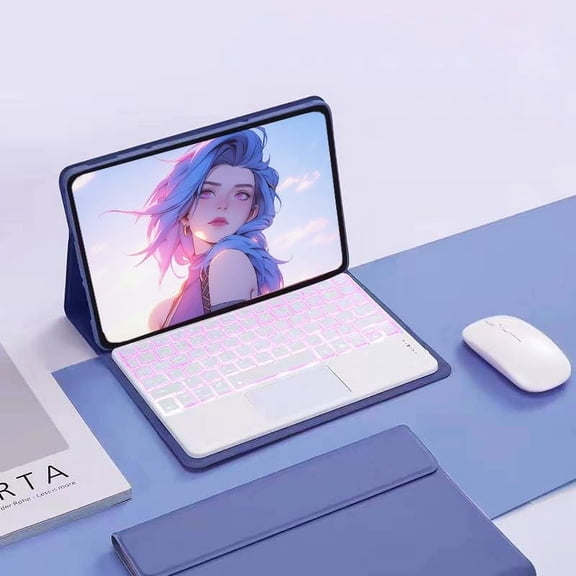 MATN Keyboard Case Compatible with Samsung Galaxy Tab S9 FE 10.9" / S9 11" 2023,Slim Smart 7 Color Backlit Detachable Tablet Keyboard and Mouses,with Smart Touchpad Built in Pen Holder