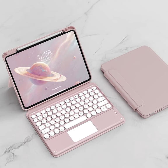 MATN Keyboard Case Compatible with iPad 9th Generation 2021 10.2 8th/7th, Detachable Magnetic Cover, Vertical Stand & Magnetically Cute Color Round Key