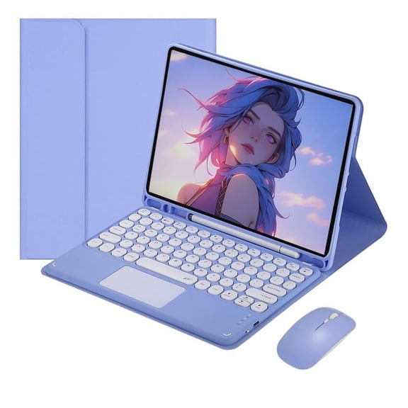 MATN Keyboard Case Compatible with iPad Pro 6th / 5th / 4th / 3rd Gen 12.9",Slim Smart Case,Detachable Tablet Keyboard and Mouses with Smart Touchpad.Built in Pencil Holder, Auto Sleep - Blue