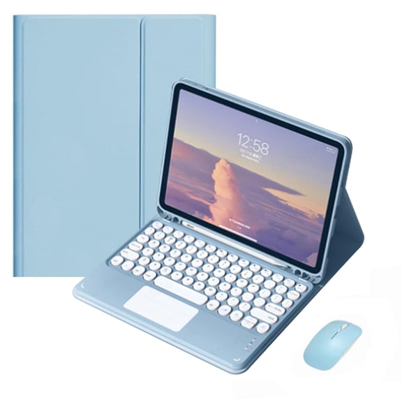 MATN Keyboard Case with Touchpad Compatible with Galaxy Tab A9 8.7 Inch 2023 Model (SM-X110/X115/X117), Smart Keyboard Case Cover with Cute Round Key Wireless Keyboard