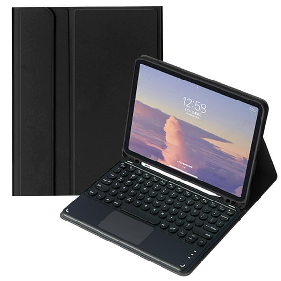 MATN Keyboard Case with Touchpad for Galaxy Tab A9 8.7 Inch (SM-X110/X115/X117), Smart Keyboard Cover with Cute Round Key Wireless Keyboard with S Pen Holder, Purple