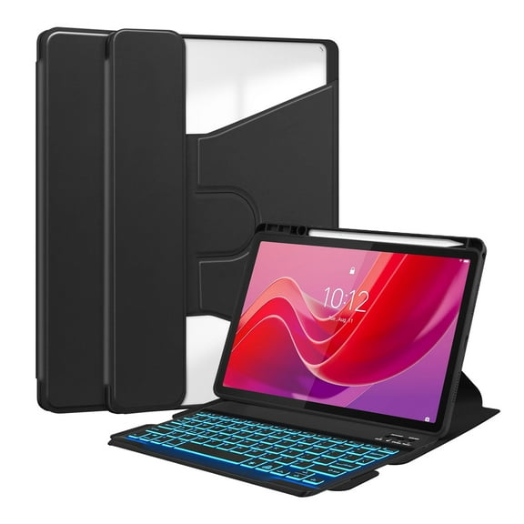 MATN Keyboard Case for Lenovo Tab M11 11 Inch 2024 TB330FU, 360° Rotatable Case, 7 Color Backlit Bluetooth Keyboard,Purple