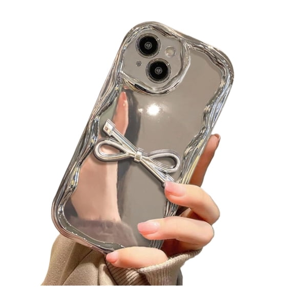 MATN Make Up Mirror Phone Case for iPhone 15 14 13 12 Pro Max 11 XR 8 7 Plus Plating Cream Cover Girl Gift,Silver,for iPhone 15pro