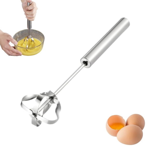 MATN Stainless Steel Semi-Automatic Whisk, 2024 New Stainless Steel Egg Whisk Hand Push Rotary Whisk Blender, Hand Push Mixer Stirrer Tool for Cooking Kitchen Home Egg Milk (3pcs)