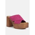 thumbnail image 1 of MATRIX Criss Cross Strap Block Heel Sandals in Fuchsia, 1 of 6