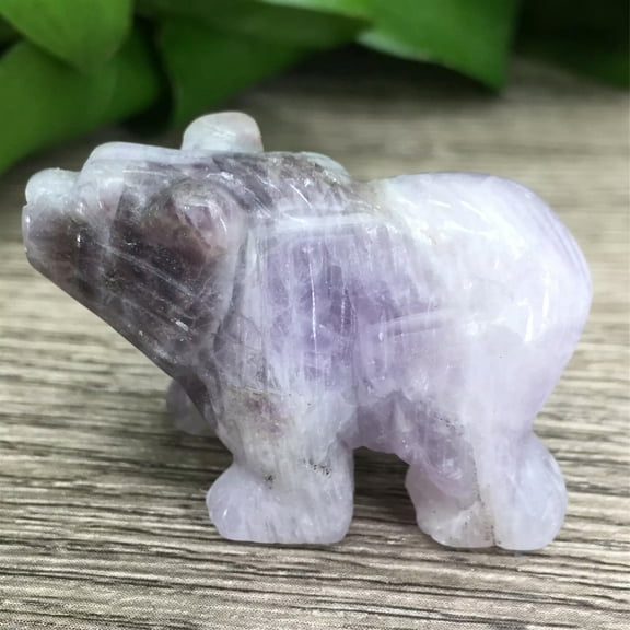MATROOY 1.5" 2pcs Carved Amethyst Stone Polar Bear Statue Natural Stone Quartz Crystal