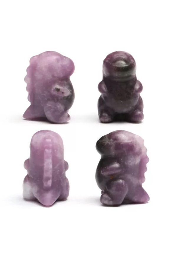 1.5" Natural Crystal Quartz Dinosaur Mineral Specimen Stone Hand Carving Healing-Lepidolite