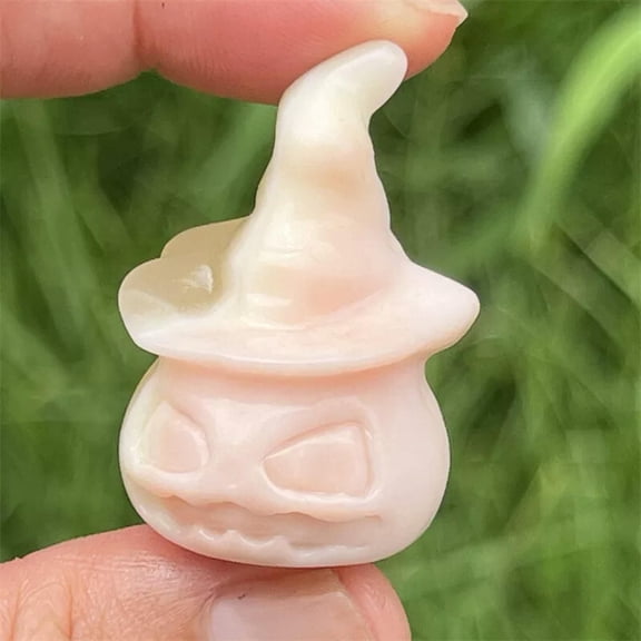 MATROOY 1.5" Natural Geode Stone Hat Pumpkin Skull quartz crystal skull Figurines 1PC
