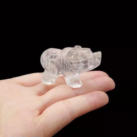 MATROOY 1.5" Natural Quartz Crystal Polar Bear Skull Hand Carved Reiki Healing Stone-Clear Quartz