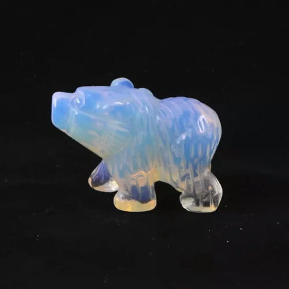 MATROOY 1.5" Natural Quartz Crystal Polar Bear Skull Hand Carved Reiki Healing Stone-Opal