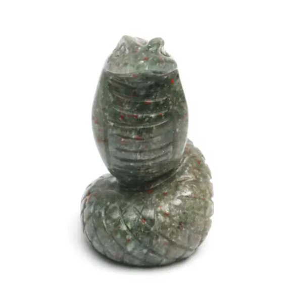MATROOY 1.5" Natural Quartz Crystal Snake Carved Stone Healing Rock Serpent Carving-Bloodstone