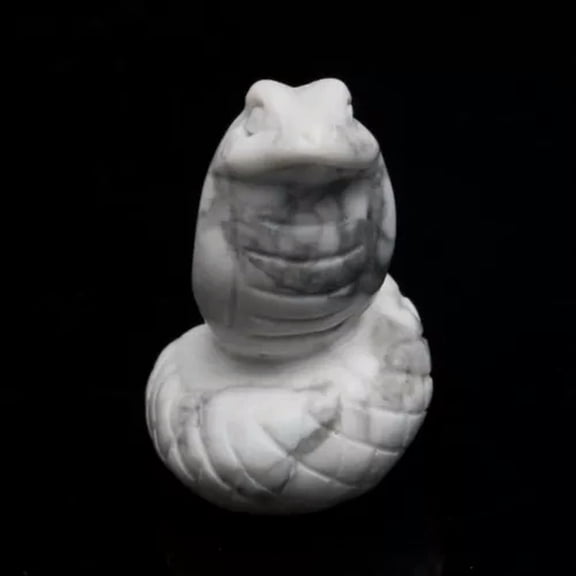 MATROOY 1.5" Natural Quartz Crystal Snake Carved Stone Healing Rock Serpent Carving-Howlite