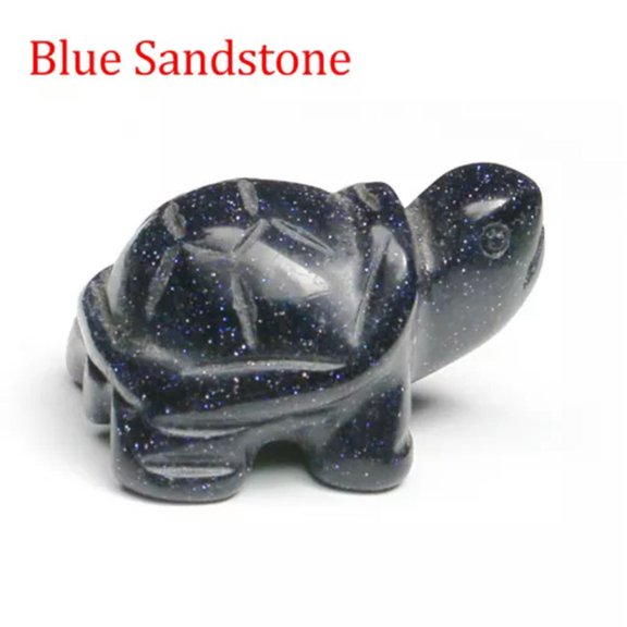 MATROOY 1.5" Turtle Tortoise Natural Gems Crystal Carved Reiki Healing Animal Figurine-Blue Sandstone