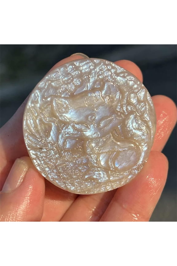 1.6" A++ Natural Moonstone Fox Skull Quartz Crystal Skull Pendant Healing 1PC