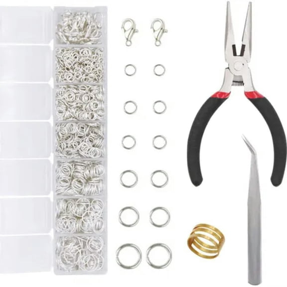 MATROOY 1 Box Open Jump Ring & Lobster Clasps Kit DIY Jewelry Repair Tools Fingings-Silver