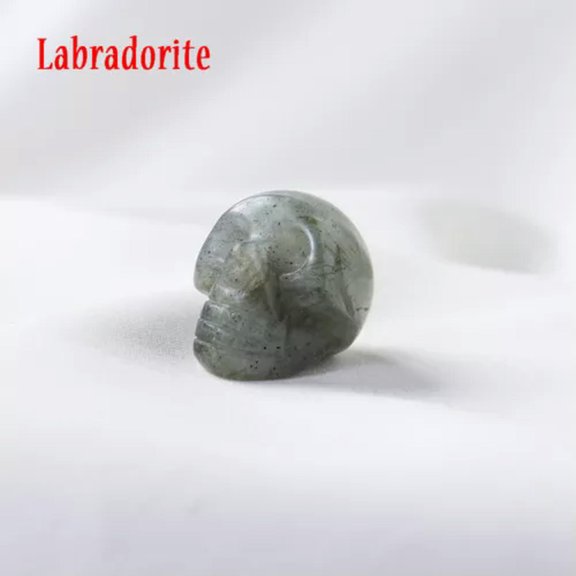 MATROOY 1" Crystal Skull Sculpture Gemstone Statue Figurine Collectible Healing Stones-Labradorite